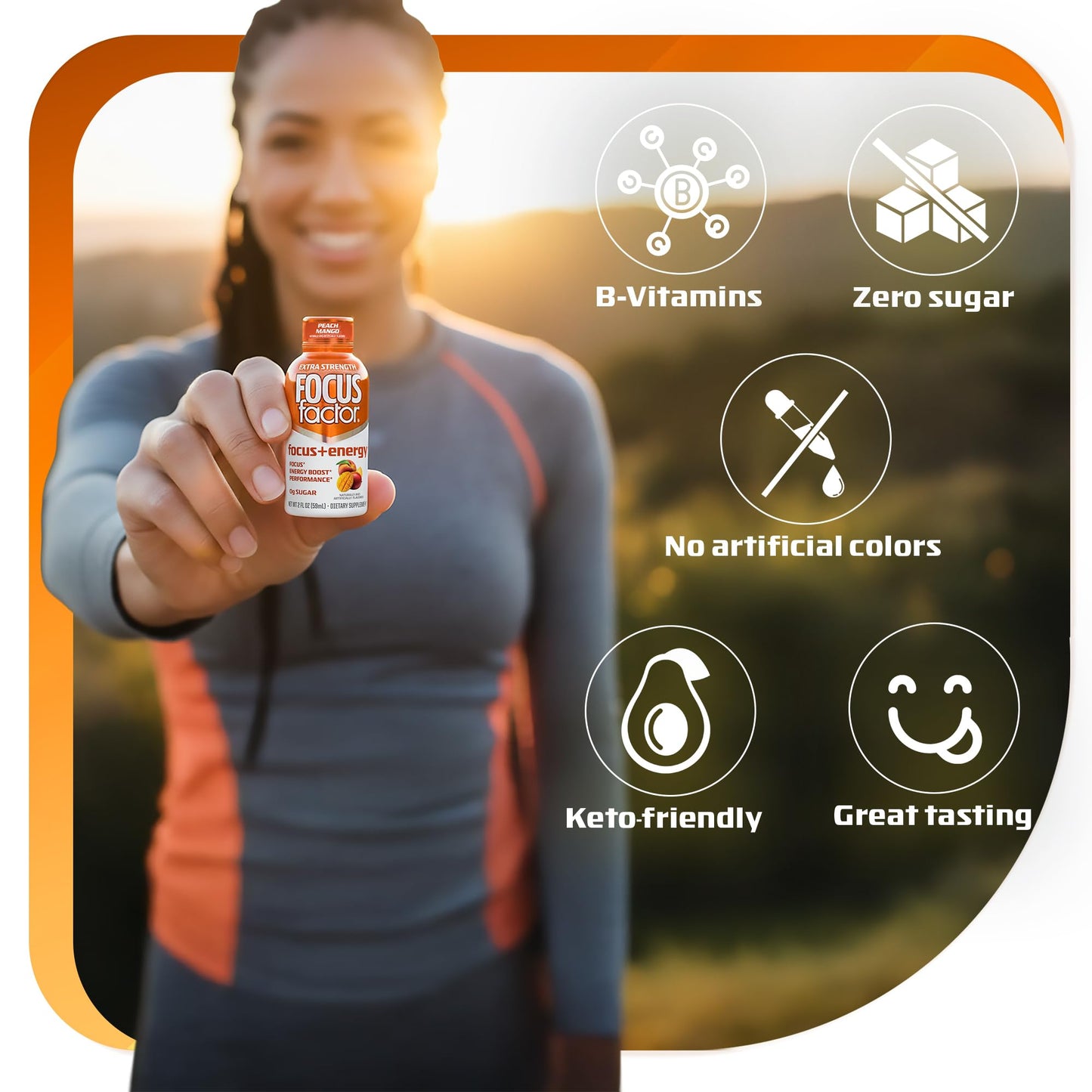 Focus Factor Extra Strength Focus + Energy Shots - 12 x 2oz Bottles (Peach Mango Flavor) - Powered by Nootropics with Caffeine, L-Theanine, Ginkgo, Bacopa, L-Tyrosine, Alpha GPC - Maple Wellness Supplements