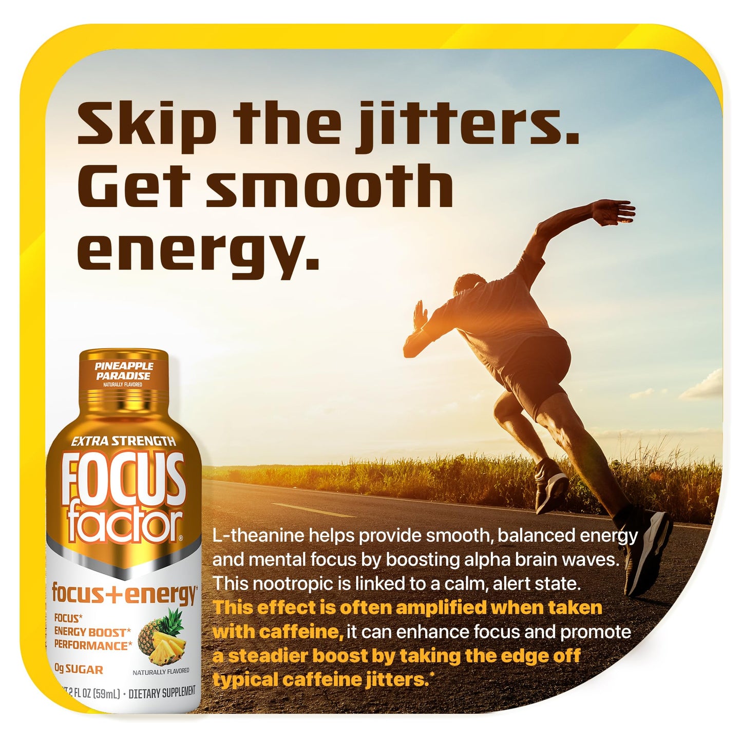 Focus Factor Extra Strength Focus + Energy Shots - 12 x 2oz Bottles (Pineapple Paradise Flavor) - Powered by Nootropics with Caffeine, L-Theanine, Ginkgo, Bacopa, L-Tyrosine, Alpha GPC - Maple Wellness Supplements