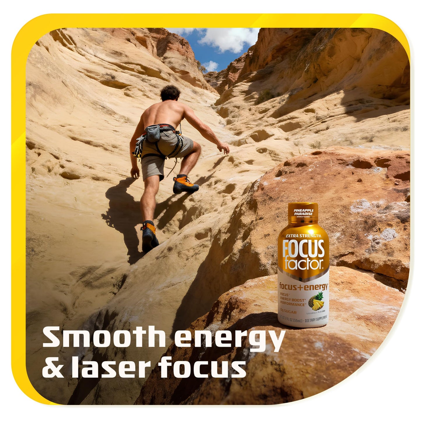 Focus Factor Extra Strength Focus + Energy Shots - 12 x 2oz Bottles (Pineapple Paradise Flavor) - Powered by Nootropics with Caffeine, L-Theanine, Ginkgo, Bacopa, L-Tyrosine, Alpha GPC - Maple Wellness Supplements