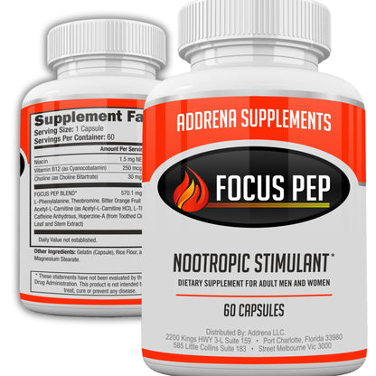 Focus Pep- Over The Counter Stimulants to Speed Up Naturally | Study Alternative and Best Energy Supplements for Nootropic Brain Boosting, 60 Pills - Maple Wellness Supplements