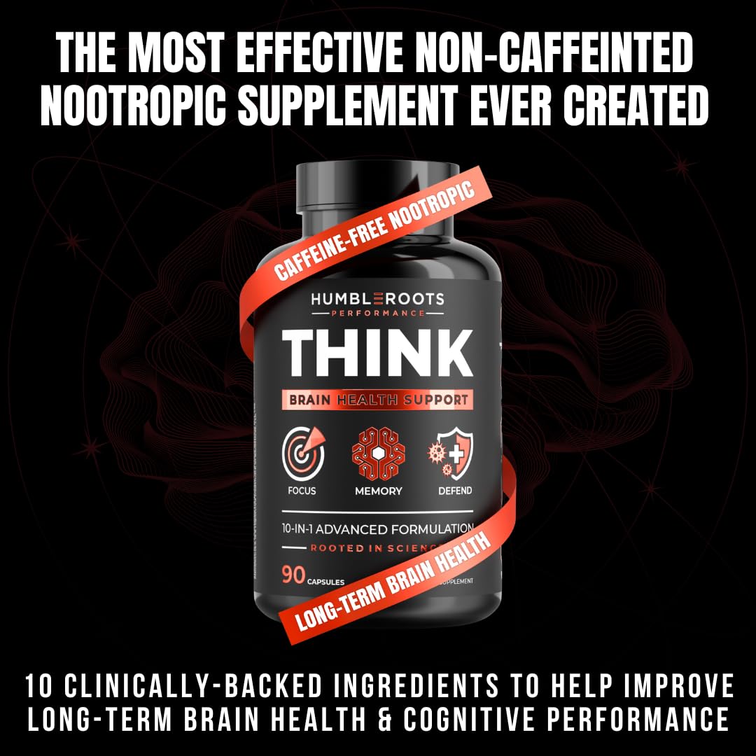 FOCUS + THINK Nootropic Brain Supplement Bundle - Energy, Memory & Focus Support - Caffeine + Caffeine-Free Cognitive Stack with Lion's Mane, Bacopa, Citicoline & L-Theanine - 2 Bottles (90 + 90 Capsu - Maple Wellness Supplements
