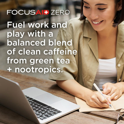 FOCUSAID ZERO SUGAR Nootropics Blend, Alpha-GPC, GABA, 100mg Natural Caffeine from Green Tea, Yerba Mate, Vitamin B-Complex, Keto-Friendly, No Artificial Sweeteners, 12 Fl Oz (Pack of 12) - Maple Wellness Supplements