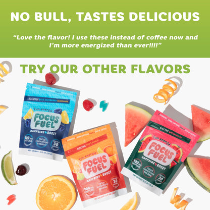 FocusFuel Energy Chews – Green Apple Flavor (15 Servings) – 100mg Caffeine + B12, Magnesium, Alpha GPC – Boost Focus & Energy – No Crash or Jitters - Maple Wellness Supplements