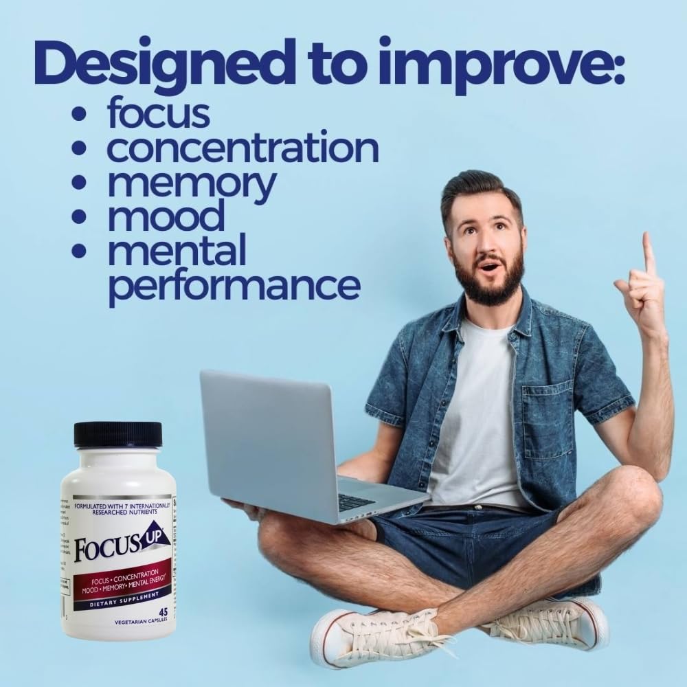 FocusUP Brain & Energy Support Supplement – Natural Nootropic Capsules with Acetyl L-Carnitine, Rhodiola, DMAE & Huperzine-A | Supports Focus, Memory, Mood & Mental Clarity | 45 Sugar-Free Capsules - Maple Wellness Supplements