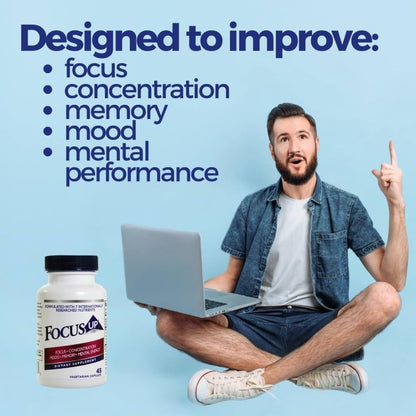 FocusUP Brain & Energy Support Supplement – Natural Nootropic Capsules with Acetyl L-Carnitine, Rhodiola, DMAE & Huperzine-A | Supports Focus, Memory, Mood & Mental Clarity | 45 Sugar-Free Capsules - Maple Wellness Supplements