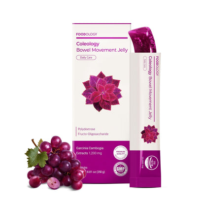 FOODOLOGY Coleology Bowel Movement Jelly (Grape & Prune) – Prebiotic Fiber Supplement for Gut Health & Daily Regularity, Chia Seeds, Korean Supplement – 10 Sticks - Maple Wellness Supplements