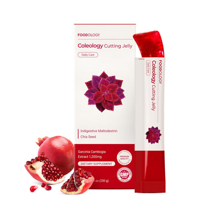 FOODOLOGY Coleology Cutting Stick Jelly (Pomegranate) – Dietary Fiber Supplement for Healthy Weight Management, Chia Seeds & Garcinia Cambogia - Maple Wellness Supplements