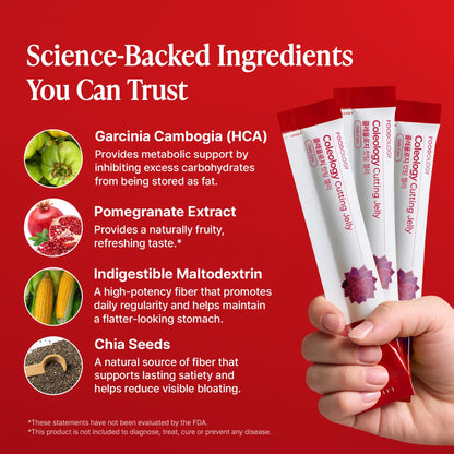 FOODOLOGY Coleology Cutting Stick Jelly (Pomegranate) – Dietary Fiber Supplement for Healthy Weight Management, Chia Seeds & Garcinia Cambogia - Maple Wellness Supplements