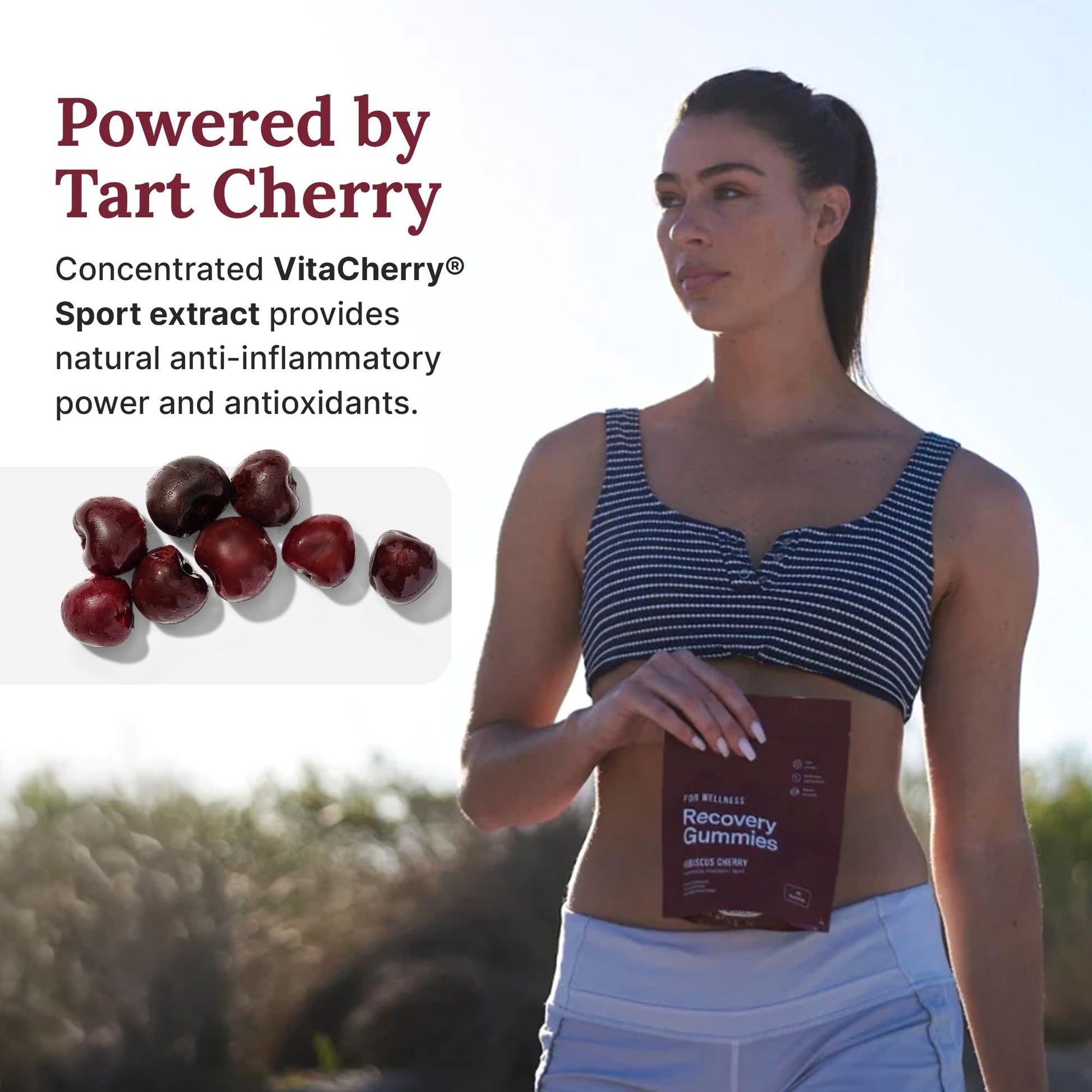 For Wellness Recovery Gummies Restore | Tart Cherry Energy Supplements with Electrolytes for Muscle Soreness, Post-Workout Performance & Recovery - Maple Wellness Supplements