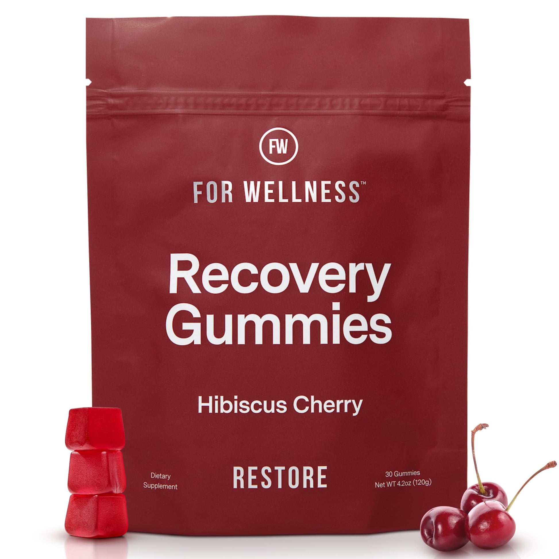 For Wellness Recovery Gummies Restore | Tart Cherry Energy Supplements with Electrolytes for Muscle Soreness, Post-Workout Performance & Recovery - Maple Wellness Supplements