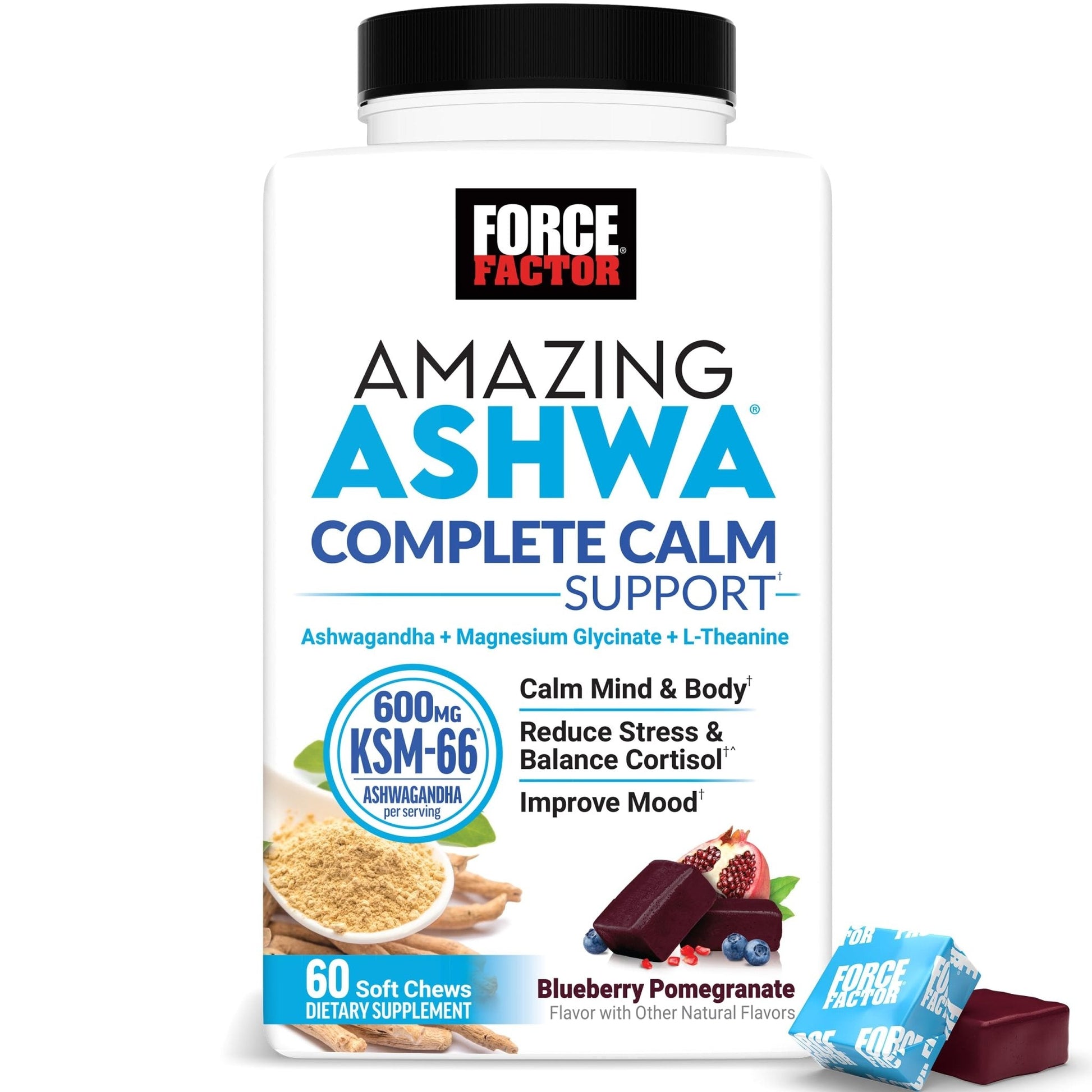 Force Factor Amazing Ashwa Complete Calm Support with KSM-66 Ashwagandha, Like Ashwangandha Gummies to Promote Calm & Relaxation with Magnesium & L-Theanine, - Maple Wellness Supplements