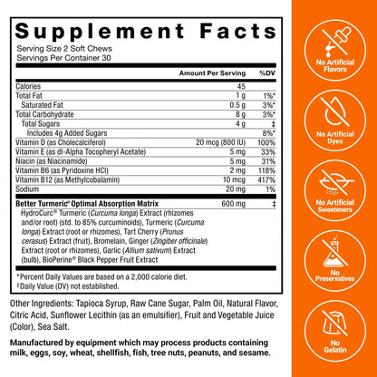 FORCE FACTOR Better Turmeric Supplement 400mg with Black Pepper & Ginger, Extra Strength Joint Support, Superior Absorption - Maple Wellness Supplements