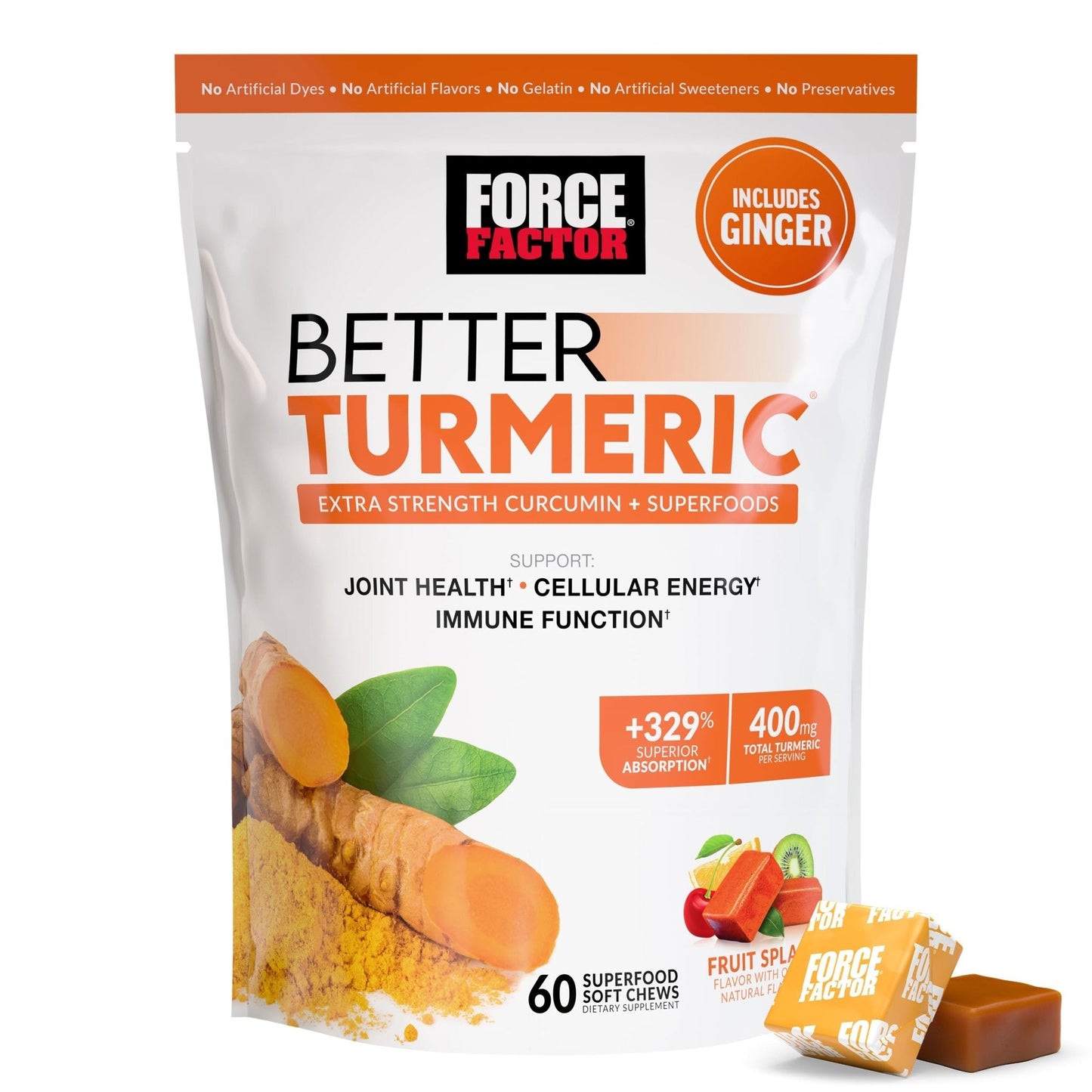 FORCE FACTOR Better Turmeric Supplement 400mg with Black Pepper & Ginger, Extra Strength Joint Support, Superior Absorption - Maple Wellness Supplements