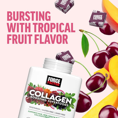 Force Factor Collagen Boosting Superfoods, Vegan Collagen Booster for Women, with Biotin, Hyaluronic Acid, and Vitamin C, for Hair, Skin, Nails, & Joint Support - Maple Wellness Supplements