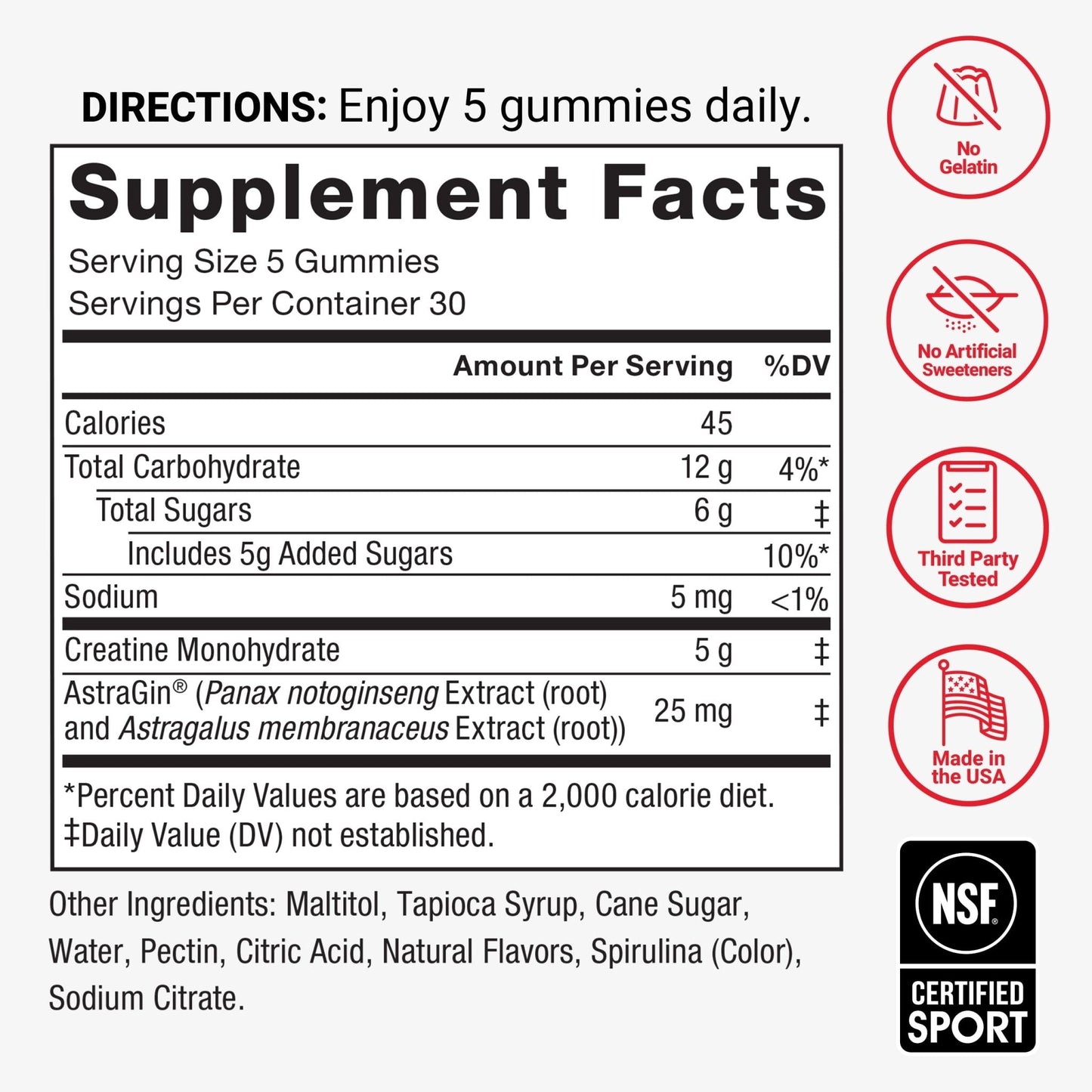 Force Factor Creatine Monohydrate Gummies, NSF Certified, 5g Dose for Men & Women to Support Muscle, Strength, Recovery, Cognitive Health & Memory, Packaging May Vary, Blue Raspberry, 150 Gummies - Maple Wellness Supplements