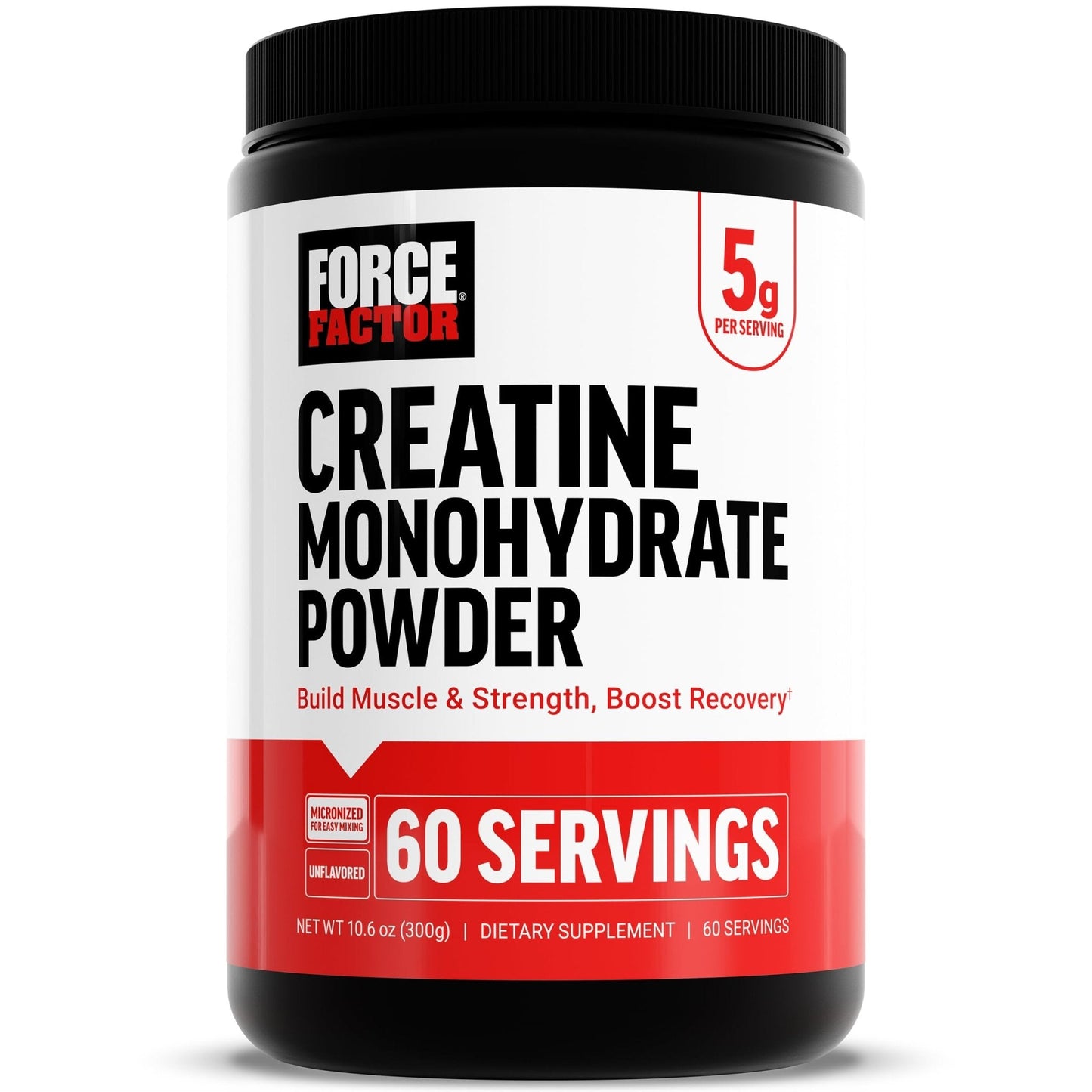 Force Factor Creatine Monohydrate Powder, 5g Micronized Dose to Support Muscle Growth, Strength, Recovery, Cognitive Health & Memory - Maple Wellness Supplements