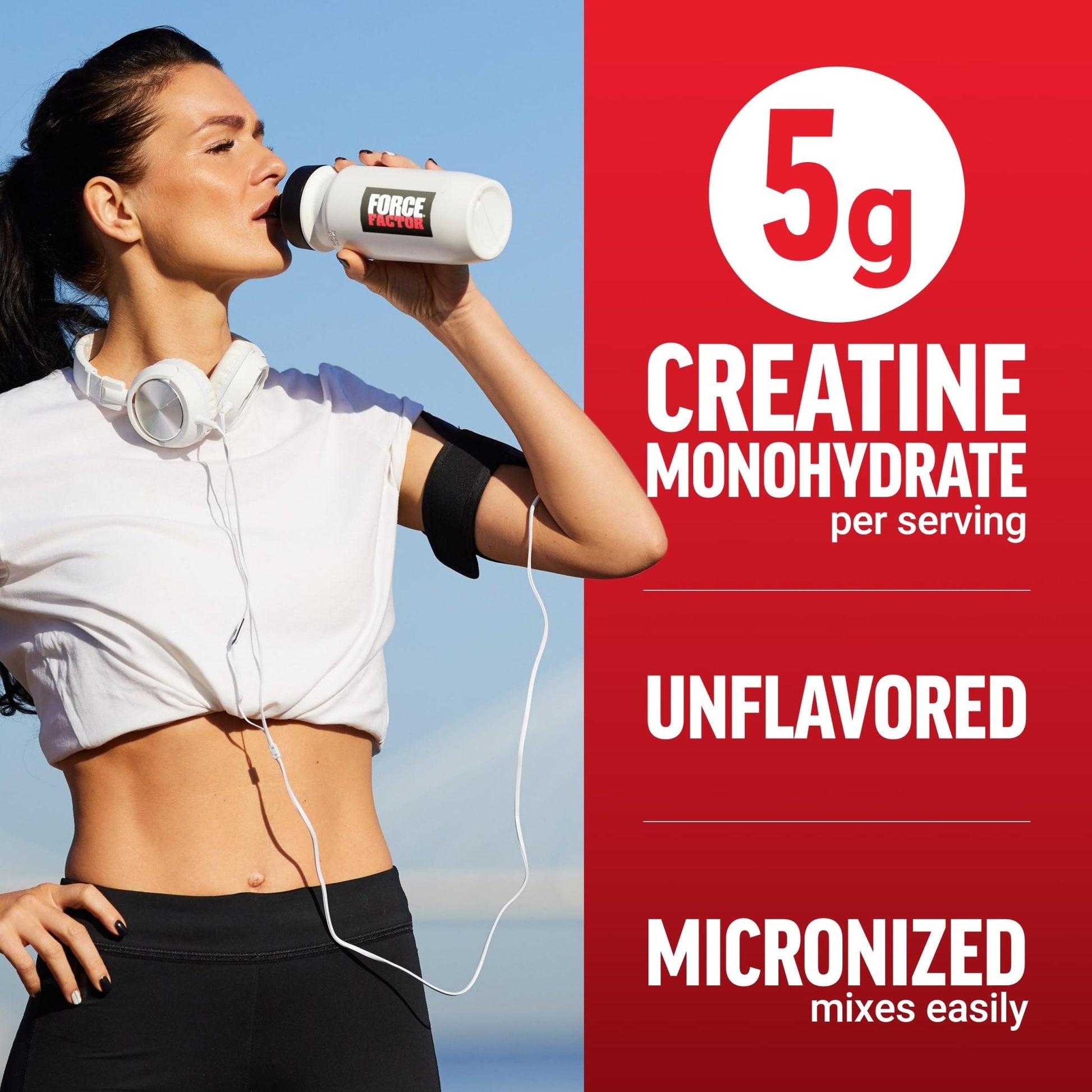 Force Factor Creatine Monohydrate Powder, 5g Micronized Dose to Support Muscle Growth, Strength, Recovery, Cognitive Health & Memory, Unflavored, 200 Servings - Maple Wellness Supplements