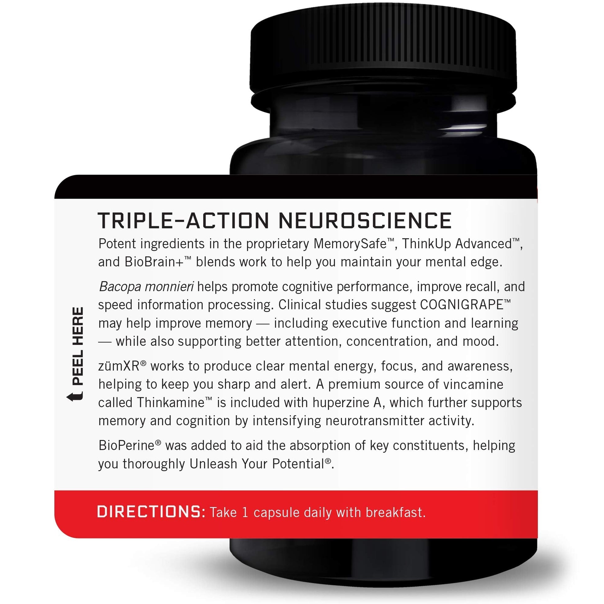 Force Factor Forebrain Nootropic Brain Supplement with Caffeine Bacopa and Huperzine A Capsules 3Pack, White, 90 Count - Maple Wellness Supplements