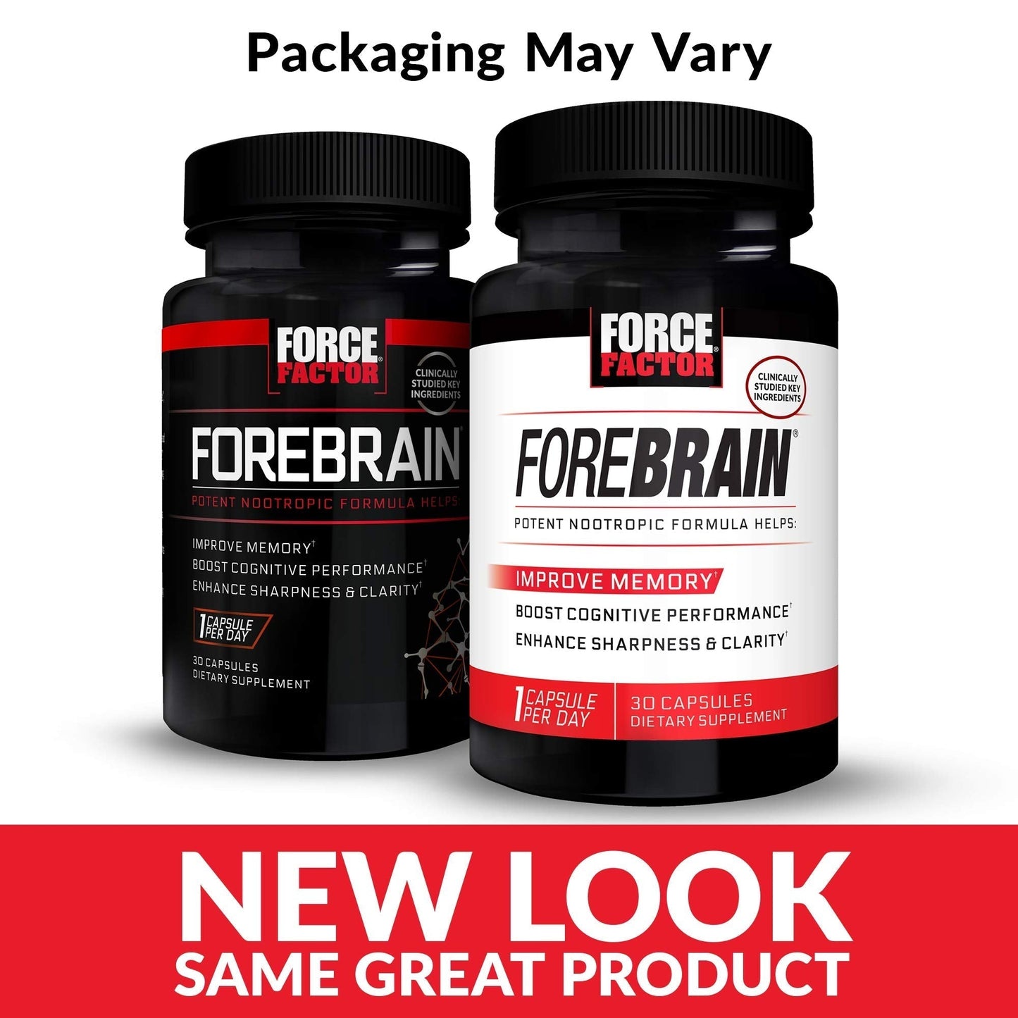 Force Factor Forebrain Nootropic Brain Supplement with Caffeine Bacopa and Huperzine A Capsules 3Pack, White, 90 Count - Maple Wellness Supplements