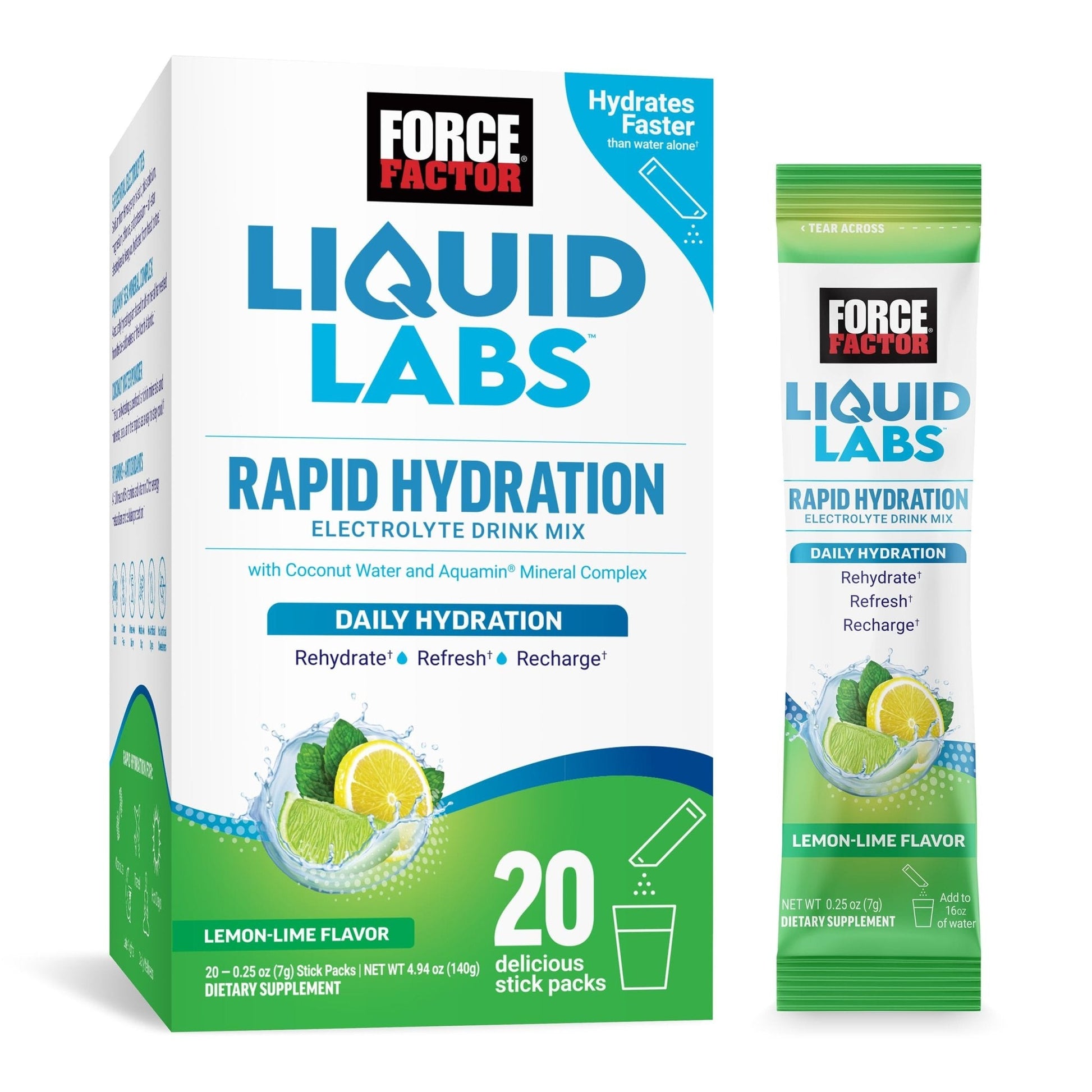 Force Factor Liquid Labs Electrolytes Powder Packets—Lemon Lime—Hydration Packets to Make Electrolyte Water with 5 Essential Electrolytes, Vitamins, Minerals - Maple Wellness Supplements