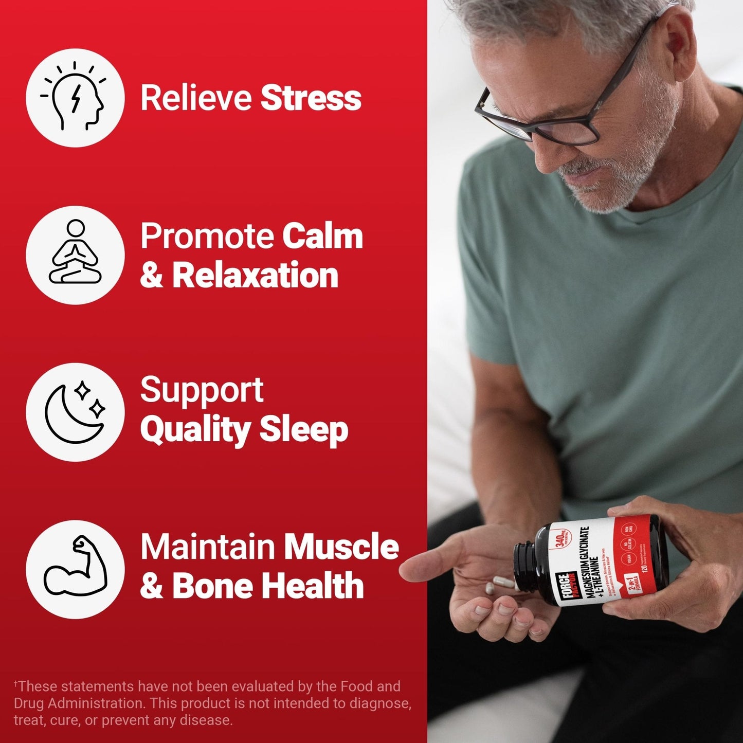 Force Factor Magnesium + L-Theanine, Magnesium Bisglycinate Supplement to Support Bones, Muscles, Nerves, Relaxation, and Mood, Vegan - Maple Wellness Supplements