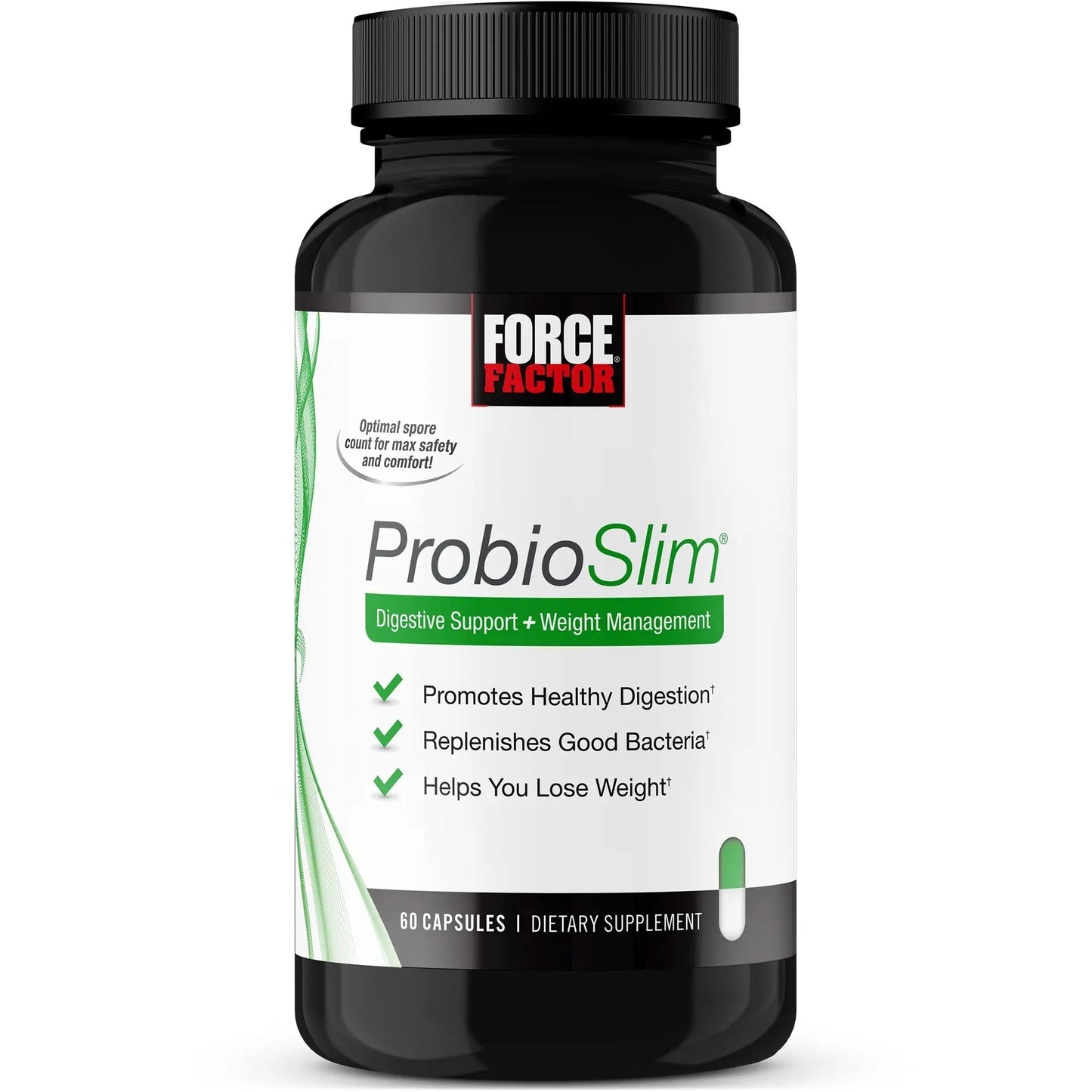 Force Factor ProbioSlim Probiotics for Women and Men, Probiotics for Digestive Health to Reduce Bloating, Gas, & Occasional Diarrhea, with Prebiotics, LactoSpore, & Green Tea for Energy, 60 Capsules - Maple Wellness Supplements