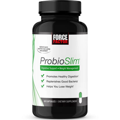 Force Factor ProbioSlim Probiotics for Women and Men, Probiotics for Digestive Health to Reduce Bloating, Gas, & Occasional Diarrhea, with Prebiotics, LactoSpore, & Green Tea for Energy, 60 Capsules - Maple Wellness Supplements