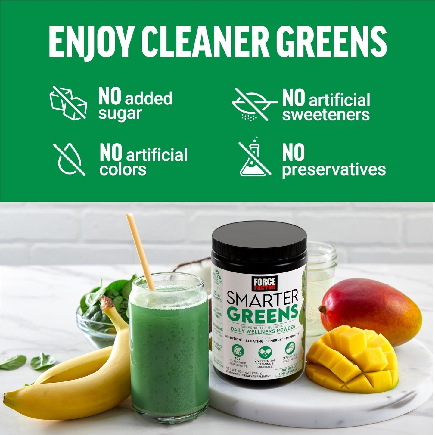 Force Factor Smarter Greens Daily Wellness Powder, Greens Superfood Powder to Support Gut Health, Bloating, & Digestion, with 40+ Superfoods - Maple Wellness Supplements