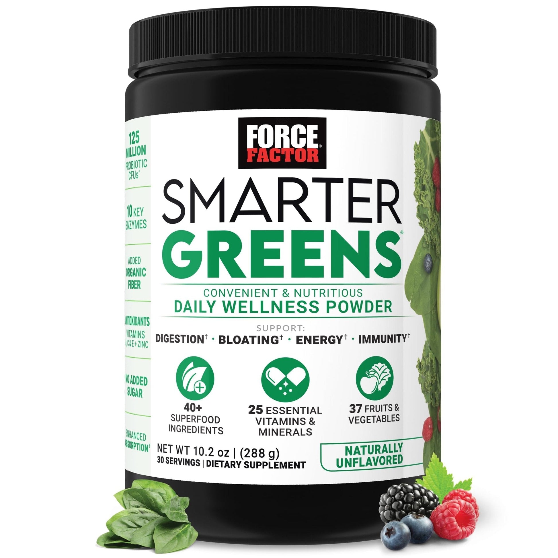 Force Factor Smarter Greens Daily Wellness Powder, Greens Superfood Powder to Support Gut Health, Bloating, & Digestion, with 40+ Superfoods - Maple Wellness Supplements