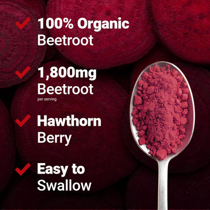 Force Factor Total Beets Blood Pressure Support Beet Root Capsules, 1800mg Organic Beet Root Powder Beet Supplement with Hawthorn Berry to Support Circulation - Maple Wellness Supplements