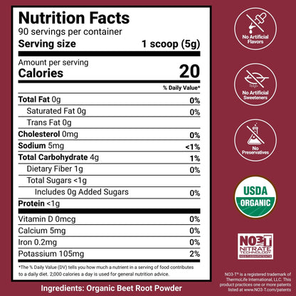 Force Factor Total Beets Organic Beetroot Powder Superfood to Boost Daily Nutrition, USDA Organic, Vegan, Gluten-Free - Maple Wellness Supplements