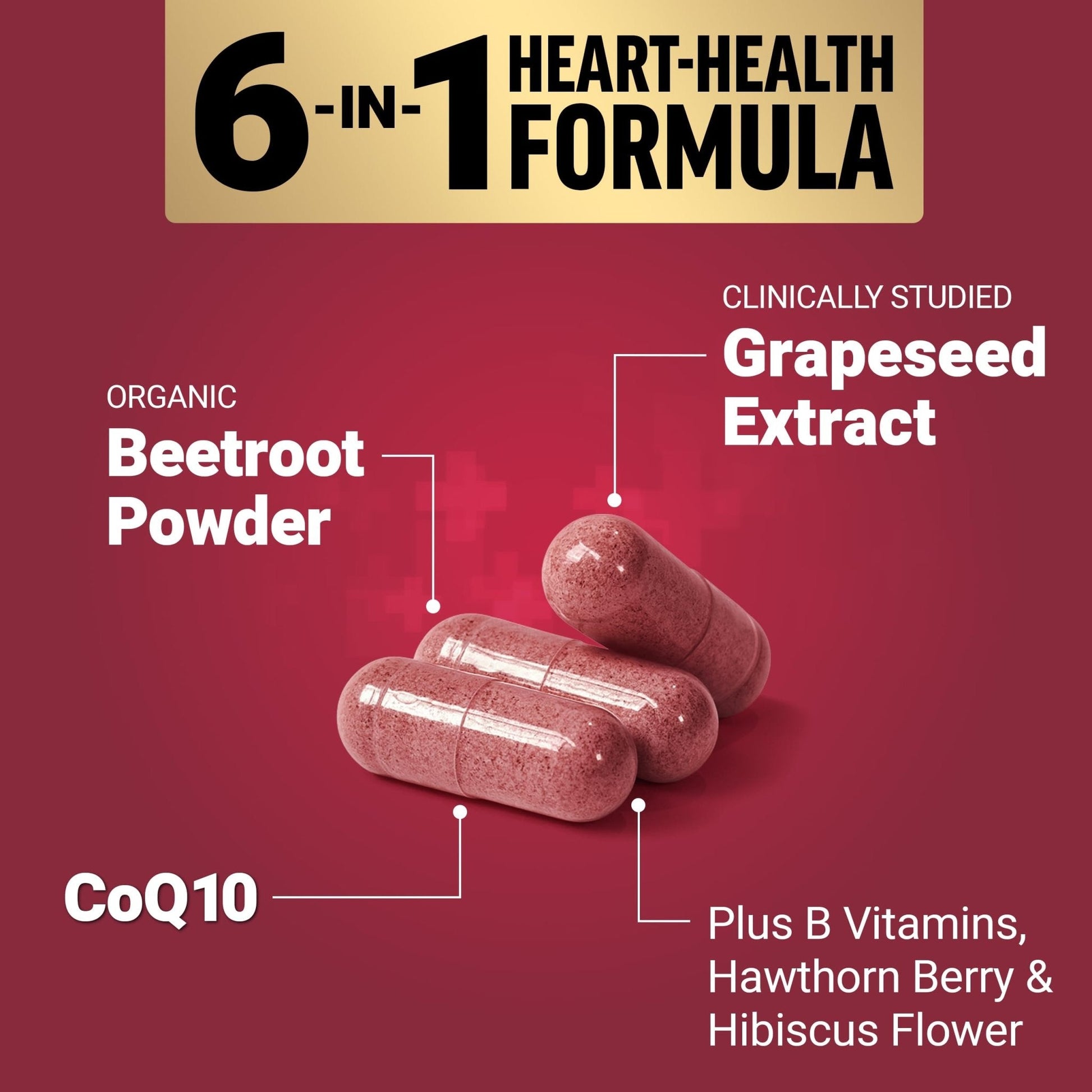 Force Factor Total Beets Ultimate Heart Health, Beet Root Capsules for Blood Pressure Support, CoQ10, Organic Beet Root Powder, Hawthorn Berry - Maple Wellness Supplements