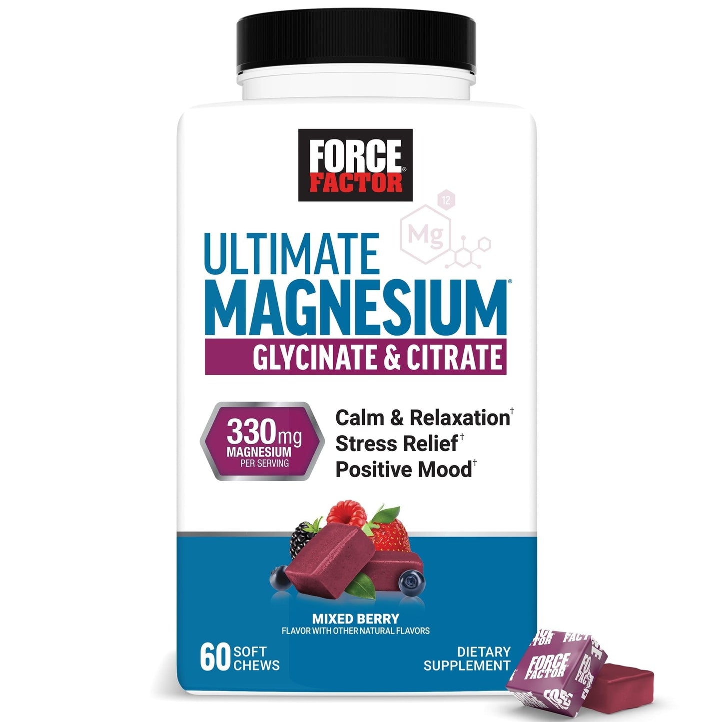 Force Factor Ultimate Magnesium Supplement, 330mg Magnesium Glycinate & Magnesium Citrate, Like Magnesium Gummies, Support Calm, Relaxation, - Maple Wellness Supplements