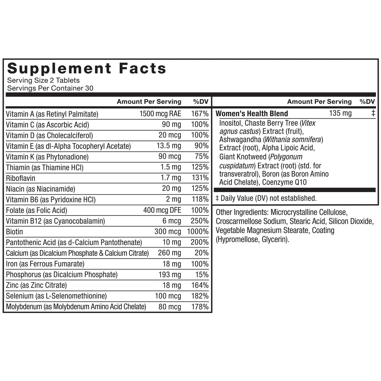 Force Factor Women’s Multivitamin, Multivitamin for Women to Support Hormone Balance, Energy, Immunity, and Gut Health, with 20 Vitamins & Minerals, Ashwagandha, Chasteberry, and More, 60 Tablets - Maple Wellness Supplements