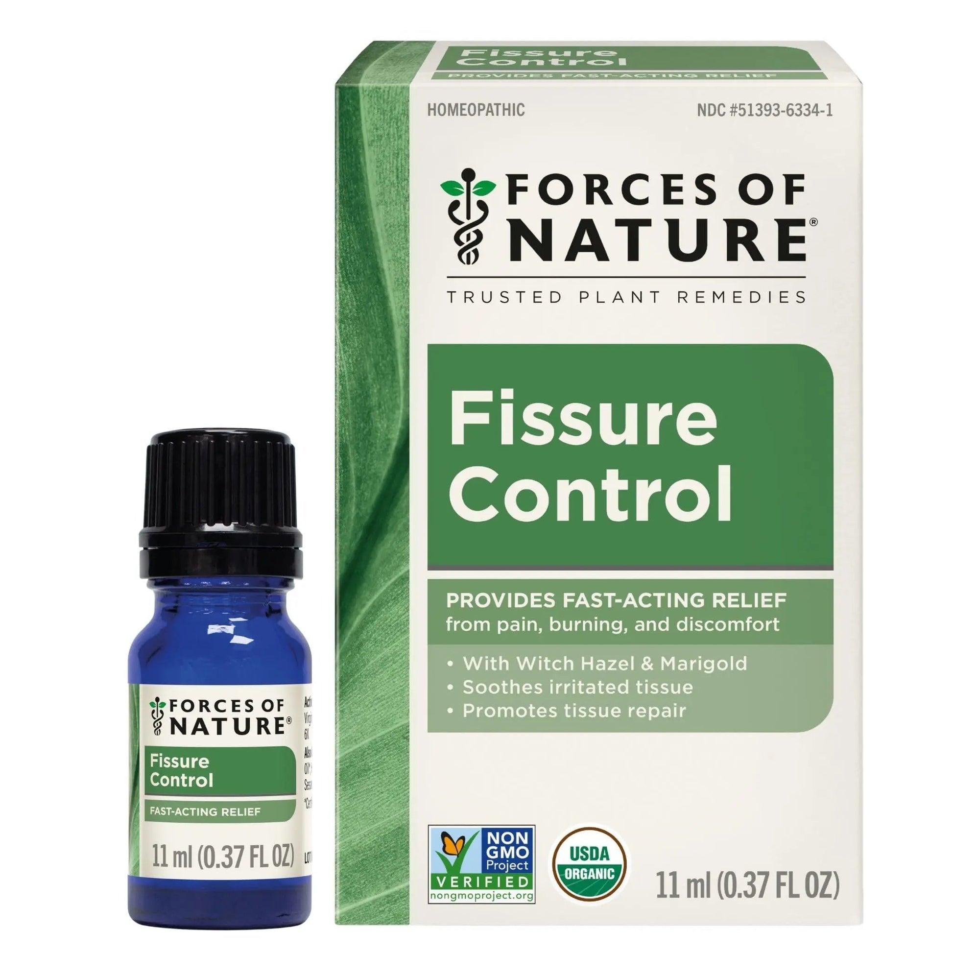 Forces of Nature Fissure Control, Organic Homeopathic Treatment with Witch Hazel for Anal Fissures, Hemorrhoid Related Irritation & Discomfort, Fast, Natural Topical Relief, 0.37 FL OZ - Maple Wellness Supplements