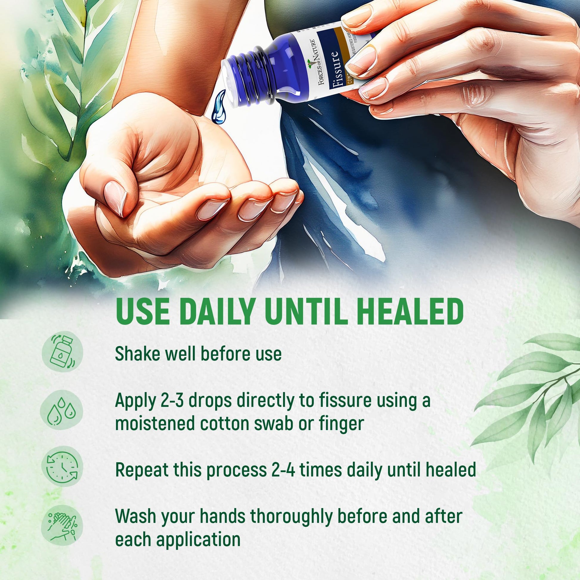 Forces of Nature Fissure Control, Organic Homeopathic Treatment with Witch Hazel for Anal Fissures, Hemorrhoid Related Irritation & Discomfort, Fast, Natural Topical Relief, 1 Fl Oz - Maple Wellness Supplements