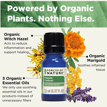 Forces of Nature Fissure Control, Organic Homeopathic Treatment with Witch Hazel for Anal Fissures, Hemorrhoid Related Irritation & Discomfort, Fast, Natural Topical Relief, 0.37 FL OZ - Maple Wellness Supplements