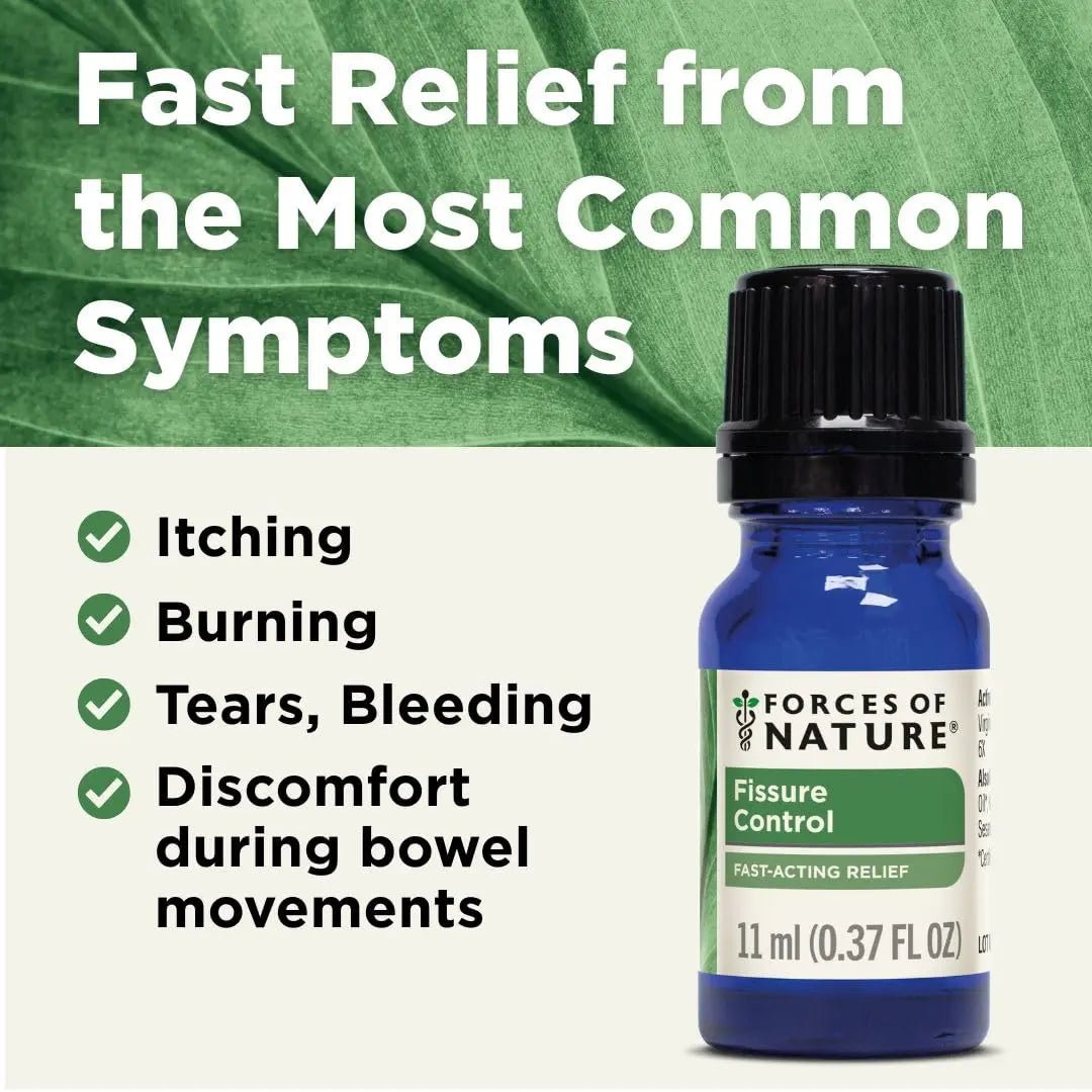 Forces of Nature Fissure Control, Organic Homeopathic Treatment with Witch Hazel for Anal Fissures, Hemorrhoid Related Irritation & Discomfort, Fast, Natural Topical Relief, 0.37 FL OZ - Maple Wellness Supplements