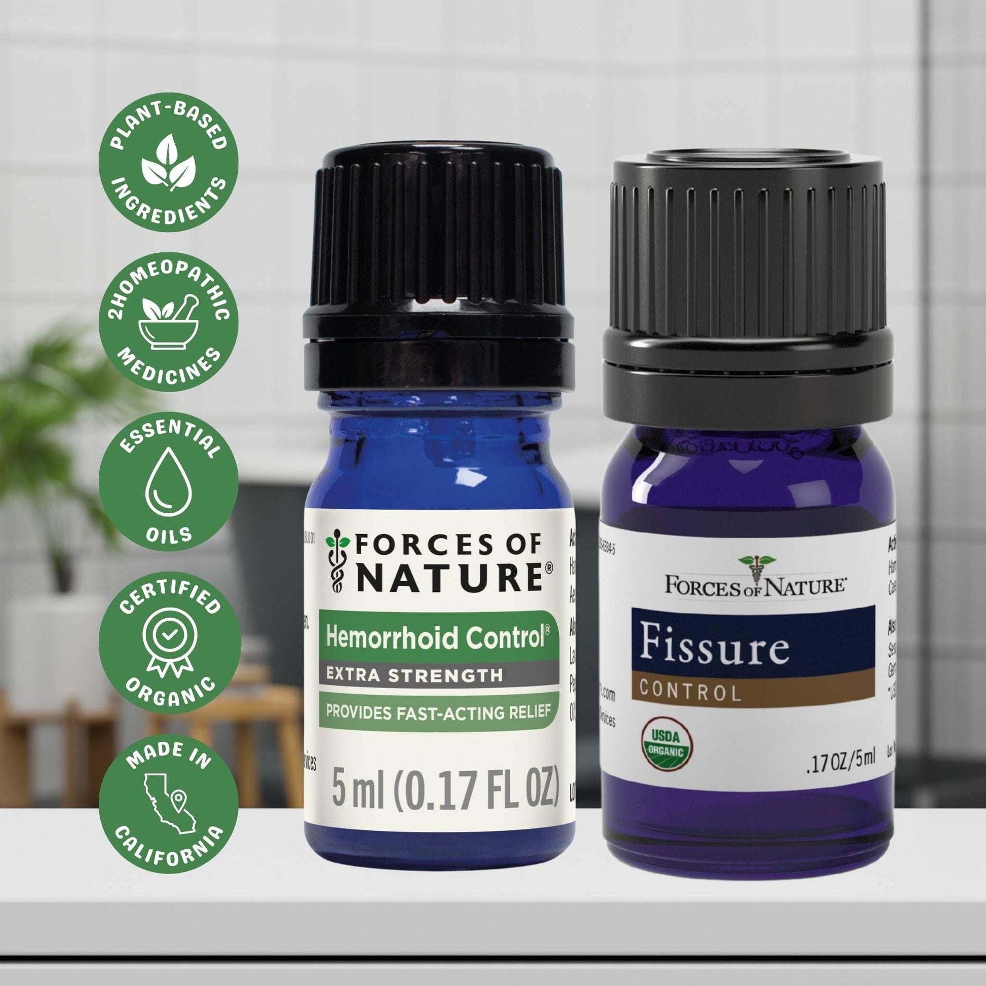 Forces of Nature Hemorrhoid Control Extra Strength (5ml) + Organic Fissure Care (5ml) | Virtual Bundle - Maple Wellness Supplements