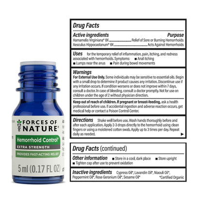 Forces of Nature Hemorrhoid Control Extra Strength (5ml) + Organic Fissure Care (5ml) | Virtual Bundle - Maple Wellness Supplements