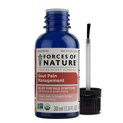 Forces of Nature Natural Organic Gout Relief for Feet, Toes, Hands, Joints, Topical Rollerball, Fast Acting Support for Inflammation, Discomfort, and Burning Pain, Non-GMO, 1 Fl Oz - Maple Wellness Supplements