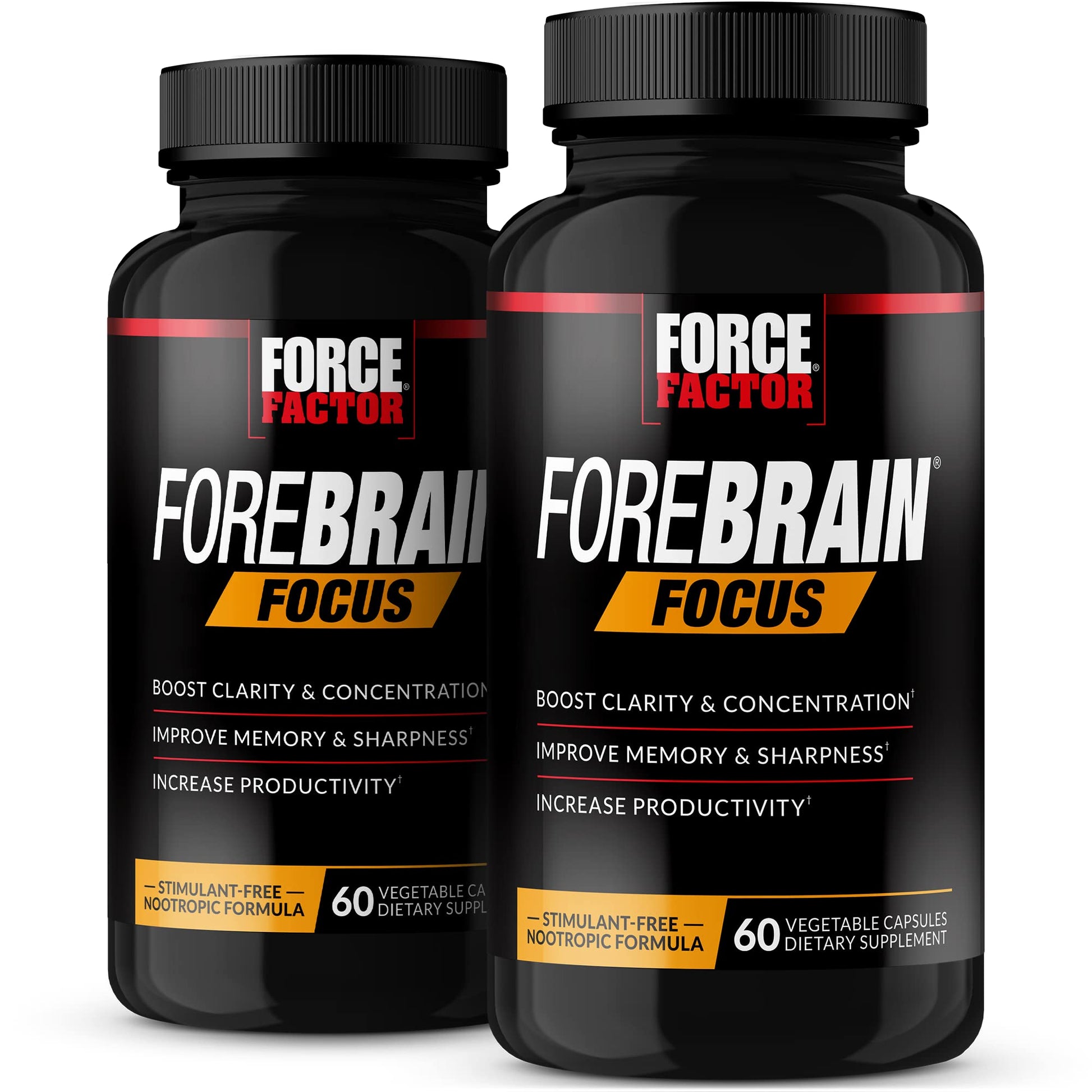 Forebrain Focus Brain Booster, Brain Supplement to Boost Clarity & Concentration, Improve Memory & Sharpness & Productivity, Nootropic Brain Support Supplement, Force Factor, 120 Capsules, Black - Maple Wellness Supplements