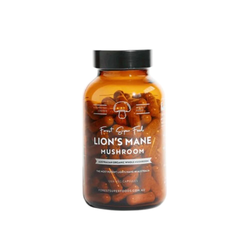 Forest Super Foods Lions Mane Supplement Capsules (120 Capsules) Organic Lions Mane Mushroom | Memory Lift Brain Supplement for Focus and Productivity. Lion Mane, Grown & Made in Australia - Maple Wellness Supplements