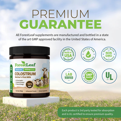 ForestLeaf Colostrum Powder 50% IgG Highest Concentration - Grass Fed Bovine - Maple Wellness Supplements