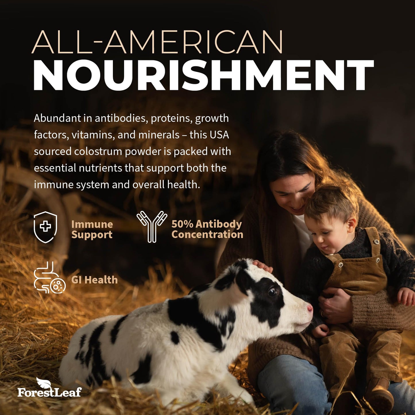 ForestLeaf Colostrum Powder 50% IgG Highest Concentration - Grass Fed Bovine - Maple Wellness Supplements