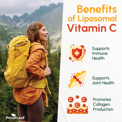 ForestLeaf Liposomal Vitamin C 1400mg Capsules | High Dose Vitamin C Liposomal Supplement w Coconut Oil Fatty Acids | Fast Absorption | Immune Support, Antioxidant, - Maple Wellness Supplements