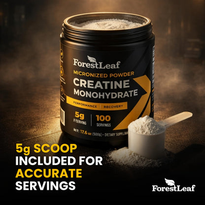 ForestLeaf Micronized Creatine Monohydrate Powder - Maximize Muscle Growth & Strength - Unflavored Creatine for Women and Men - Maple Wellness Supplements