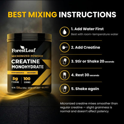 ForestLeaf Micronized Creatine Monohydrate Powder - Maximize Muscle Growth & Strength - Unflavored Creatine for Women and Men - Maple Wellness Supplements