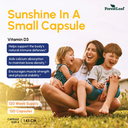 ForestLeaf Vitamin D3 50,000 IU | VIT D - Kosher VIT D3 Vitamin D Supplement for Women and Men | Bone Health, Teeth, Immune Support - Maple Wellness Supplements