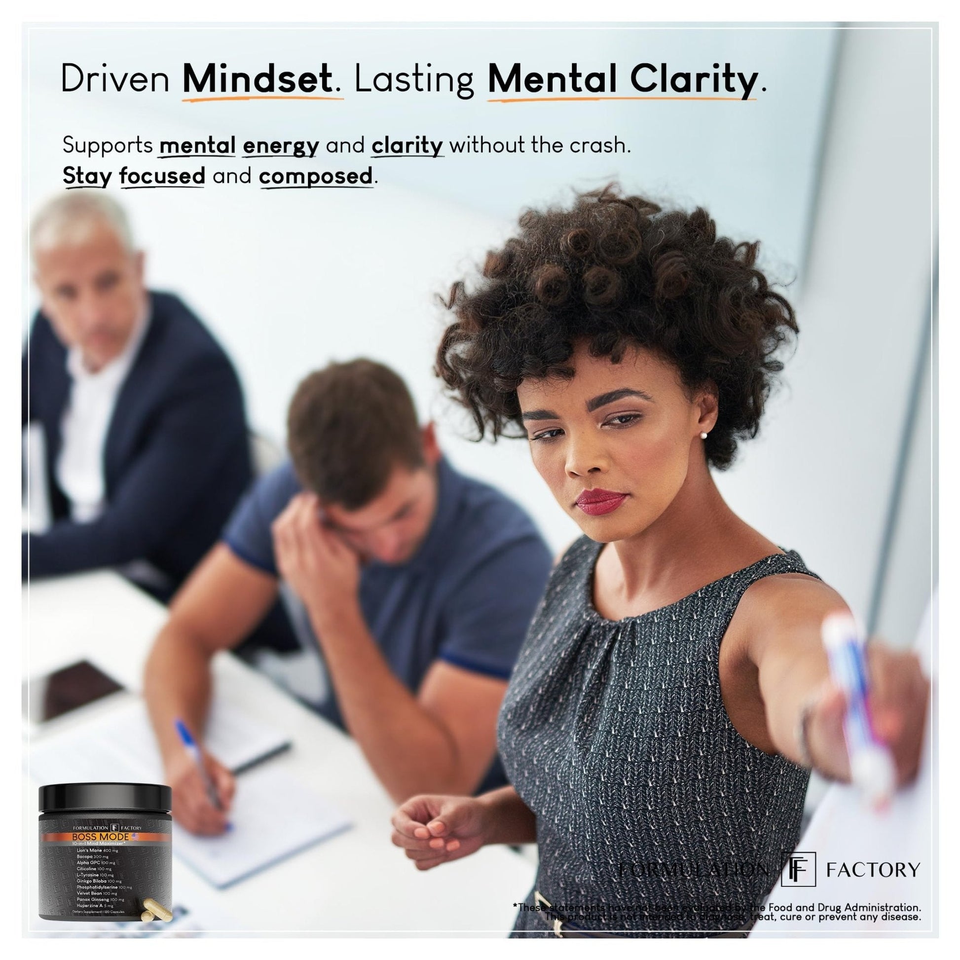 Formulation Factory Nootropic Brain Supplement - Boss Mode Focus & Memory Complex with Lion's Mane, Alpha GPC & Bacopa - Cognitive Support - 120 Capsules, 2 Month Supply - Maple Wellness Supplements